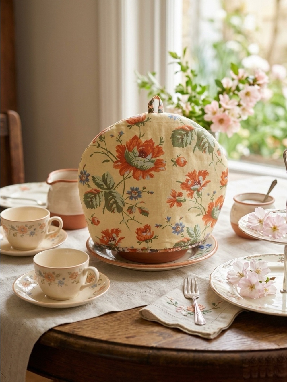 April Cornell Quilted Tea Cosy Auberg Patchwork Floral Insulated Teapot Cover